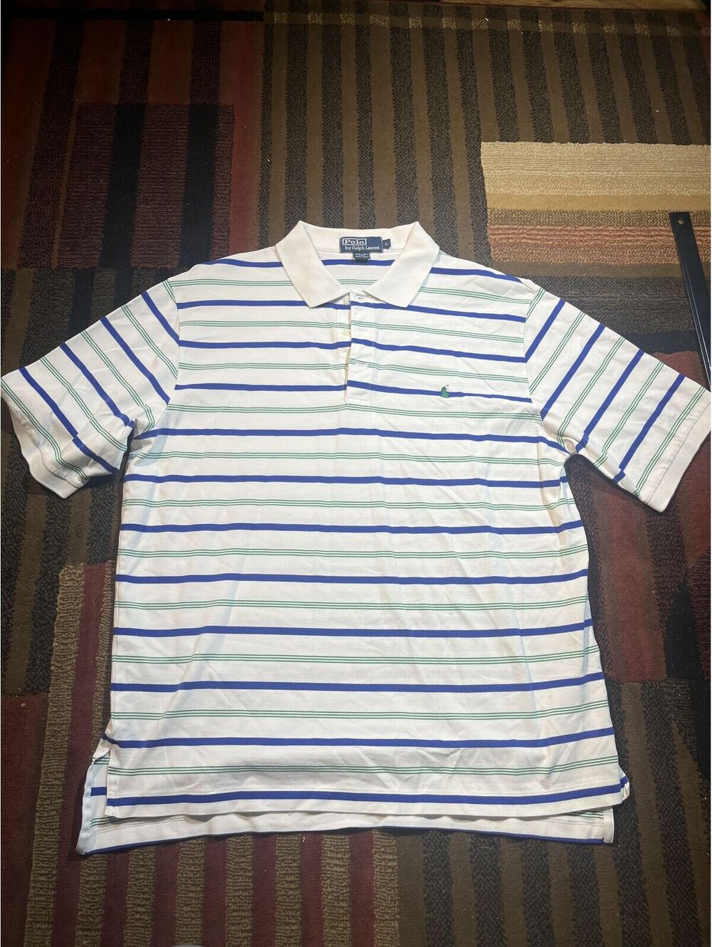 Polo Ralph Lauren Pima Cotton Polo Large White Blue Green